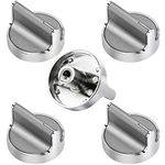 Upgraded Stove Knobs W10594481 Replacements for Whirlpool Gas Stove Range Knob, Stainless Steel Gas Stove Knobs Replace WPW10594481 AP6023301 Cooktop Knobs, 5 Pack Gas Range Knob