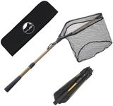 Folding Fishing Net - Yvleen Foldable Fish Landing Net Robust Aluminum telescopic pole handle and Safe Fish Catching or Releasing for Durable and Nylon Mesh 16inch Hoop Size, B:16"/40cm Hoop Size(Telescopic Handle)