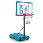 Goplus Basketball Hoop for Pool, 3.8-4.4FT Height Adjustable Poolside Basketball Goal System w/ 31’’ Backboard, Wheels, Adults Portable Basketball Stand for Outdoor Swimming Pool