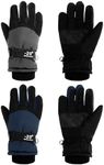 SATINIOR 2 Pairs Kids Waterproof Winter Snow Gloves Ski Gloves for Boy Girl Outdoor Warm Thickening Snowboard(Dark Gray, Dark Blue,6-10 Years)