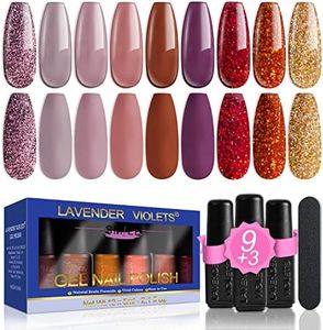 LAVENDER VIOLETS 13 Pcs Gel Nail Polish Set with 9 Colors Coat, 3 Bottles of Base Top Matt Top Coat and Nail File for Soak-off UV LED Gel Nail Art Design