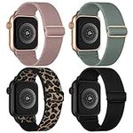 Stretchy Nylon Solo Loop Band Compatible with Apple Watch 42mm 44mm 45mm 49mm, Elastic Wristbands Women Men for iWatch Series 9/8/7/6/5/4/3/SE/Ultra