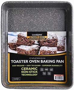 casaWare 11 x 9 x 2-inch Toaster Oven Ultimate Series Commercial Weight Ceramic Non-Stick Coating Baking Pan (Silver Granite)