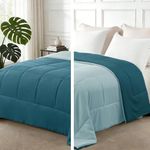 Exclusivo Mezcla 7.5 Tog Single Size Duvet All Seasons, Ultra Soft Reversible Coverless Duvet, Lightweight Down Alternative Comforter, 135x200 cm Dusty Teal/Spa Blue