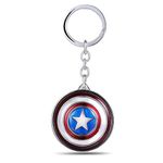 ZYZTA Rotating Avengers Captain America Rotating Spinner tyoe Shield Metal Key chain, Captain America Shield Key chain Rotating Key ring, Pack of 1, Multivolor