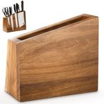 Acacomft Magnetic Knife Holder, Universal Knife Block Without Knives- Natural Acacia Wood Knife Storage Organizer with Powerful Magnets for Kitchen Counter