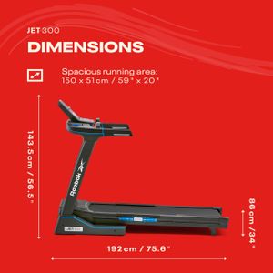 Reebok Jet 300 Bluetooth Treadmill – Home Gym Running Machine