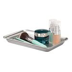 iDesign Metal Vanity Tray, Non-Slip Guest Towel Board for Bathroom, Kitchen, Office, Craft Room, Countertops, Closets, 6.5" x 10" x 1", Brushed Stainless Steel