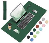 BLESWIN Non-Slip Desk Mat, Natural Cork & Leather Desk Pad, Waterproof Large Mouse Pad, Easy Clean Laptop Mat for Desk, Desk Table Protector Mat, Dark Green Mouse Pad for Office/Home/Detor (60x34CM)