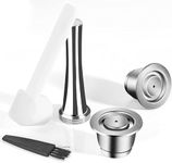 RECAFIMILCoffee Refillable Capsules Fit for Ne-spresso refillable Capsule Reusable in Stainless Steel Coffee Capsules Compatible with Ne-spresso Machines with 1 Press 1 Spoon and 1 Brush Set of 2