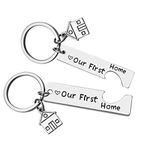 Our First Home Keychains New Home Keychain Housewarming Gift for New Homeowner House Keyring Moving in Key Chain New Home Owners Jewelry Realtor Closing Gifts (2 Pack)