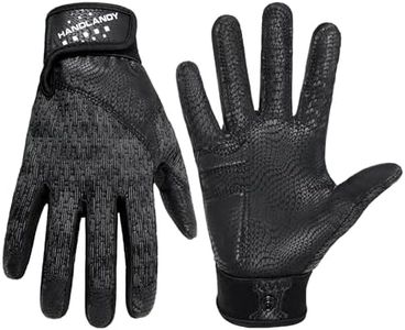 HANDLANDY Baseball Batting Gloves for Adult Youth, Grip Breathable Softball Batting Gloves Fit Men Kids Boys Girls (Raven Black-Adult, Adult Medium)