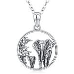 Elephant Necklace for Women 925 Sterling Silver Mother and Daughter Lucky Elephant Pendant Necklace Family Design Jewellery Gifts for Mum Girls