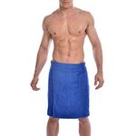 Gary Majdell Sport Men's Soft Cotton Knit Terry Cloth Spa and Bath Towel Wrap with Pocket, Royal Blue