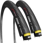 Fincci Racing Bike Tyres 700x23c - Pair Foldable Slick Tires 28 inch 25-622 with 1mm Nylon Protection - 60 TPI - Pack of 2 for Folding, Race, Hybrid, Gravel, Carrera, Road and Touring Bicycles