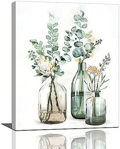 Yibuda Botanical Bathroom Wall Art Rustic Green Plant Bathroom Wall Decor Country Natural Botanical Bathroom Pictures Canvas Print Painting Framed Modern Home Artwork Office Bedroom Kitchen 16''x20''