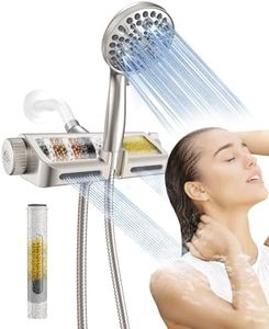 MakeFit Filtered Shower Head with Handheld Combo Brushed Nickel - Dual 2-in-1 Spa System with Massage Shower Head and 10 Modes Hand Held Showerhead, High Pressure, Buit in Power Wash Mode