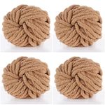 YYTOT 4pcs Bulky Super Chunky Chenille Yarn Arm Knitting Blanket Yarn Jumbo Chenille Yarn DIY Mat Hat Scarf Yarn Per Skein 250g-8oz (Khaki)