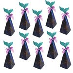 RasuImpex 10pcs Mermaid Party Favors Box Set, Mermaid Tail Candy Party Gift Bag Women Girls Kids Birthdays Baby Shower Engagement #RasuDecor (Blue)