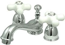 Elements of Design ES3951PX Widespread Lavatory Faucet with Porcelain Cross Handle, Mini, Polished Chrome