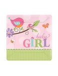 amscan Tweet Girl Baby Shower Party 10" Square Plates Party Supplies (8 Piece), Bright Pink/Light Pink/Green