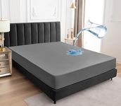 SEM B GRA Zippered Chain 84"x66"x8" Terry Cotton Waterproof Mattress Protector | Dust Mite Proof, Bed Bug Protection Mattress Cover for Queen Bed Size with 8 inch Drop Thick (84x66x8 inch,Light Grey)