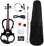 Vetimobato 16 Inch Electric Viola - Practice Silent Viola Solidwood Walnut with Maple Neck,Ebony Fittings, Metallic Coating,Case, Bow, Headphones,AUX Cable - Perfect for Beginner & Professional(Black)