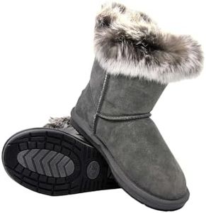 UGG auzland sheepskin UGG Boots with Button Winter Boots Fur Grey,Australian Premium Soft Sheepskin Wool Water Resistant Anti-Slip Size 10