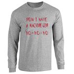 Pop Threads Now I Have a Machine Gun HO-HO-HO Christmas Xmas Sport Grey M Long Sleeve T-Shirt