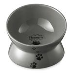 Y YHY Cat Bowls, 3.6 x 5.0inch Raised Cat Bowl, 15° Tilted Elevated Cat Bowl, Premium Ceramic Pet Dishes & Bowls, Cat Food & Water Bowls, Cat Feeding Bowls for Cats & Small Dogs, Dishwasher Safe-Grey