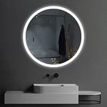 Round 23.6 x 23.6 Inch LED Mirror for Bathroom, Adjustable 3 Colors White/Warm/Natural Lights Wall Mounted Vanity Mirror Anti-Fog Dimmable Lights Brightness Memory