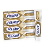 Super Poligrip Extra Care Denture Adhesive Cream, Zinc Free Denture Cream - 2.2 Ounce (Pack of 4)