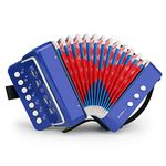 Accordion,Button Accordion 10 Keys Control Accordion include 3 Air Valve Easy to Play Lightweight Environmentally-friendly Kid Instrument for Early Childhood Development (Blue)