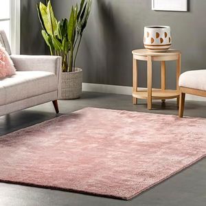 nuLOOM Loni Solid Machine Washable Shag Area Rug - 3x5 Machine Washable Accent Shag Rug Transitional Pink/Ivory Rugs for Living Room Bedroom Dining Room Nursery Entryway