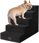 EHEYCIGA Dog Stairs for High Bed 25" H, 5-Step Extra Wide Dog Steps for Bed, Pet Steps for Small Dogs and Cats, Non-Slip Balanced Pet Ramp Indoor, Black
