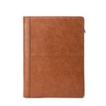 Geslun Leather Portfolio with Zipper, Vegan Leather Padfolio 3 Ring Binder, A4 Notebook Holder Laptop Sleeve Professional Business Organizer Gift for Men and Women, Brown