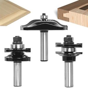 Sinoprotools 3PCS Router Bit Set 1/2 Inch Shank, Ogee Rail and Stile Router Bits, Raised Panel Cabinet Door Making Router Bits, Cemented Carbide Router Bits, for Woodworking, Door&Window