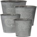 INSHREYS Galvanized Tin Planter Set of 4 Metal Planter Bucket Pot for Farmhouse Indoor Home Decor Flowers Succulents Herbs Plants