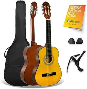 3rd Avenue XF 1/2 Size Junior Kids Classical Spanish Starter Beginner Pack Acoustic Guitar with Nylon Strings, Gig Bag, Capo and Picks – Natural