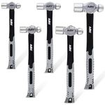 ABN Ball Pein Hammer 5-pc Set – 8, 12, 16, 24, 32 oz – Fiberglass & Carbon Steel for Metal Rivet, Chisel, Punch