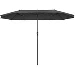 TANGZON Outdoor Double-Sided Umbrella, 4.6M Extra Large Patio Parasol with Hand-Crank System, Air Vents & 12 Ribs, Twin Size Market Sun Shade for Poolside Deck Lawn Commercial (Dark Grey)