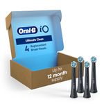 Oral-B iO Genuine Replacement Brush Heads, Ultimate Clean, Refills for Oral-B iO Electric Toothbrushes, Black, 4 Count