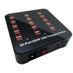 Electro Wolf Smart 30 Ports USB Hub Charging Station Power Outlet Multi Port Speed Dock Charger Suitable for Hotels, Shops, Schools, Shopping Mall and Travel - Black (30 USB Port)