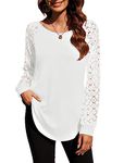 Halife Women's Lightweight Color Block Long Sleeve Loose Fit Pullover Sweatshirts Tunics Tops Shirts, L-white, Large