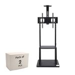 Robustt TV Stand with Wheels | Fits 50-98 Inches TV | Heavy Duty Material | Tilt & Height Adjustable Rolling TV Stand | Movable TV Stand | Flexible Shelf | Cable Management - Pack of 2