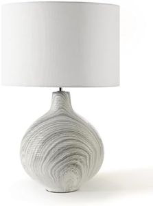 Sherwood Lighting Textured Concrete Bedside Granite Table Lamp Fabric Based Lampshade SAA Approved with Safety and Energy Efficiency White Shade Granite Texture Base: Metal-Measurements: 28x28x61cm