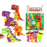 VKPI 4 Pieces EVA Foam Art Crafts Gift Kit, Creative Make Your Own Dinosaurs, Cartoon 3D Foam Paper Craft Projects for Kids Ages 4+ Toddler, Preschool Learning Toy for Birthday Party Favor Supplies