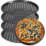 ZEONHEI 4 Pack 12 Inch Non Stick Pizza Tray, Pizza Dough Tray for Oven, Round Pizza Baking Pan with Holes for Making Pizza, 32CM x 1.5CM, Black