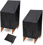 NA Outdoor Garden Chair Cover 2 Packs, High Back Patio Stacking Chair Covers, Water-Resistant, Anti-UV, Snow Dust Wind-Proof, Tear-Proof, Anti-Fading Furniture Cover, Black (47"×25"×25"×27.5")