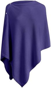 PULI Women's Versatile Knitted Shawls Scarf Poncho Sweater with Buttons Lightweight Spring Summer Fall Wraps Royal Purple